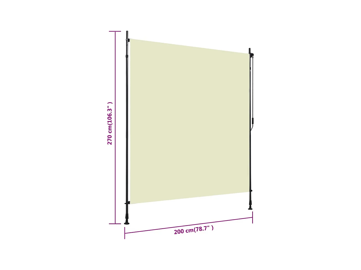 Estor enrollable de exterior color crema 200x270 cm