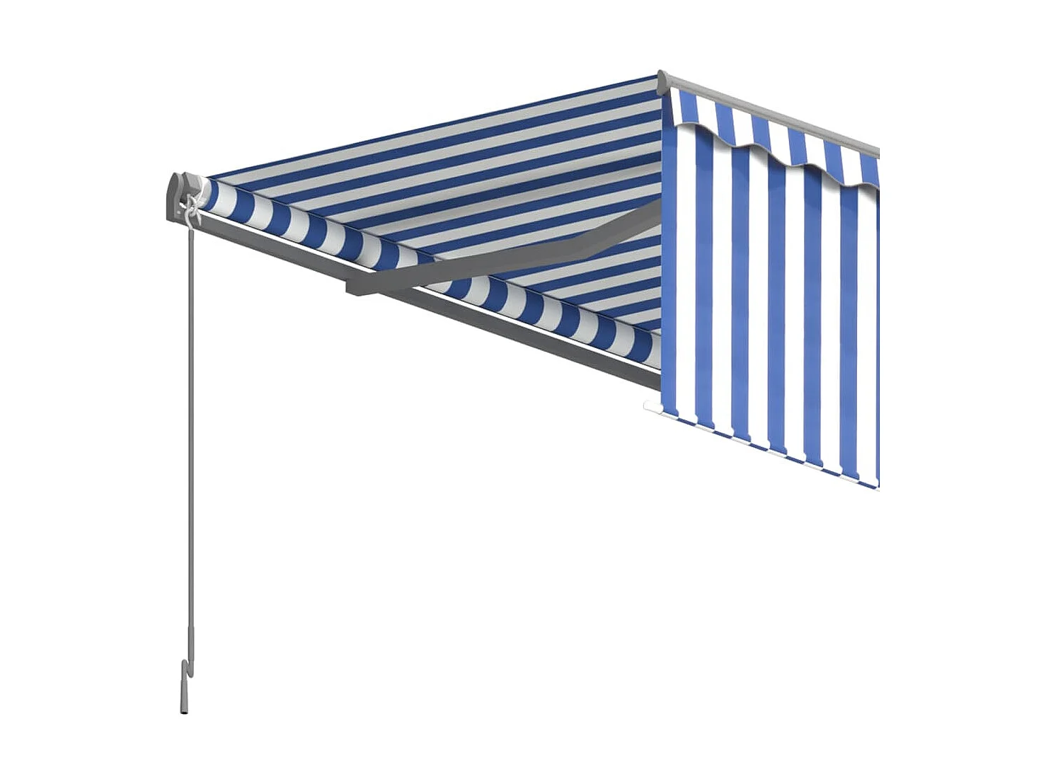 Luifel handmatig uittrekbaar met rolgordijn 5x3 m blauw en wit