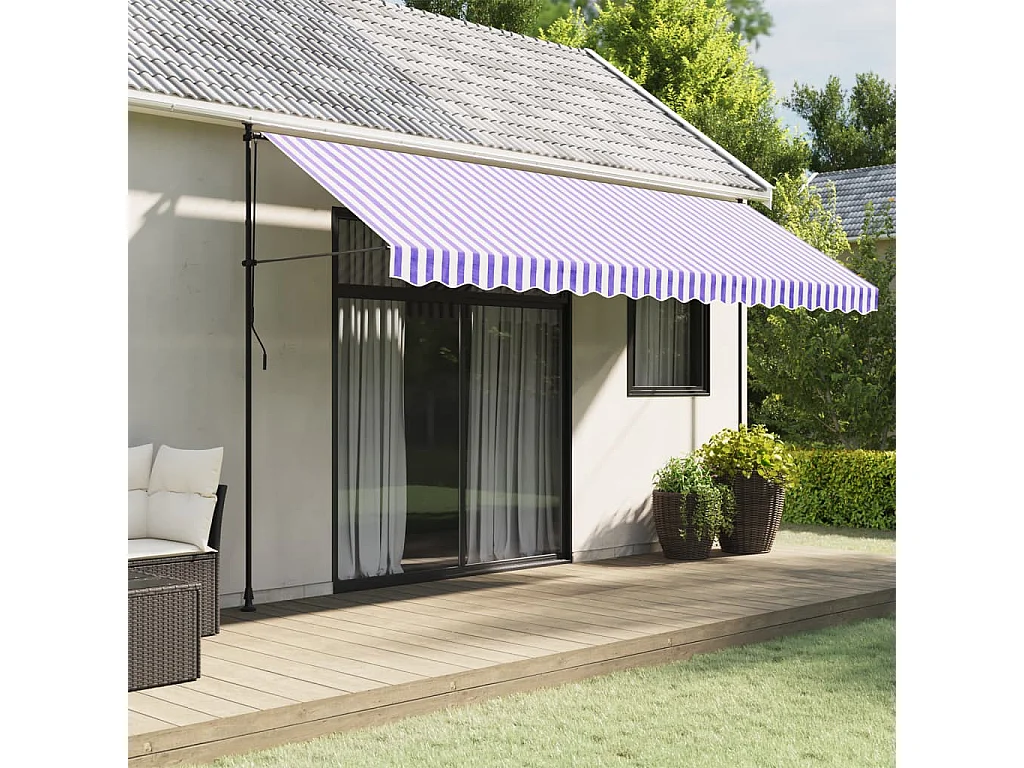 Markisenvolant Blau und Weiß Gestreift 4,5 m