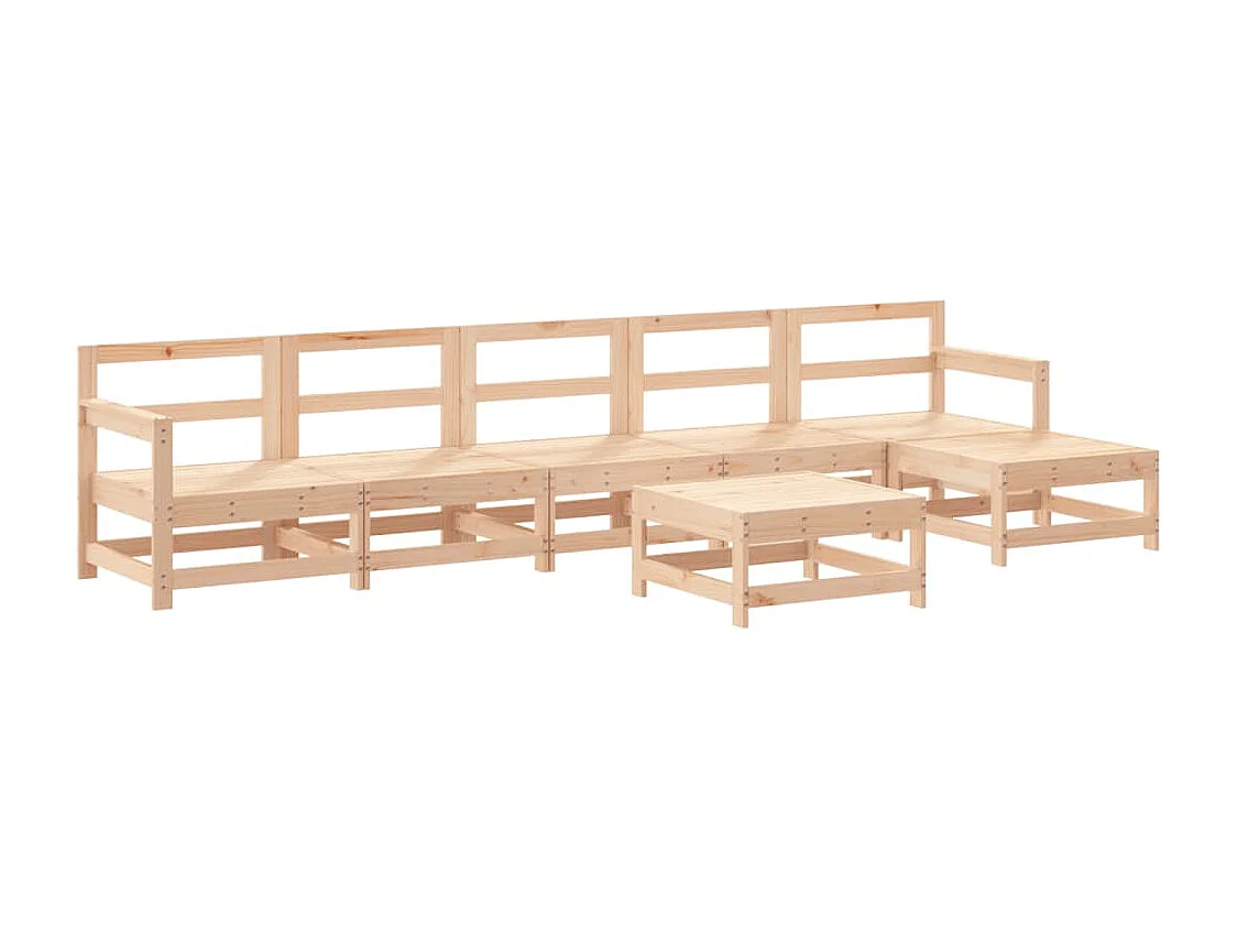 Set Salotto da Giardino 7 pz in Legno Massello di Pino
