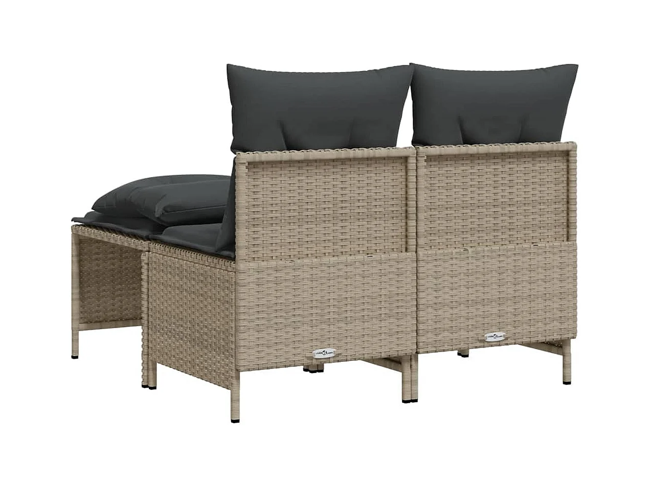 Salon de jardin 4 pcs avec coussins gris clair résine tressée