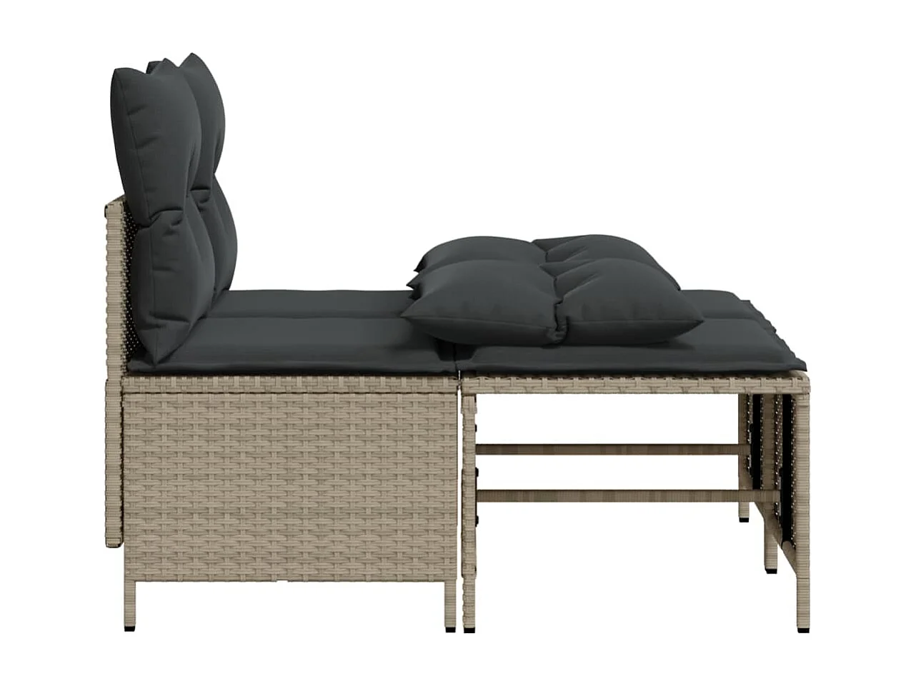 Salon de jardin 4 pcs avec coussins gris clair résine tressée