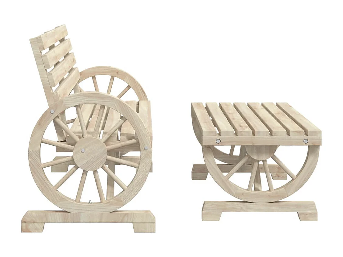 Set Salotto da Giardino 4 pz in Legno Massello di Abete