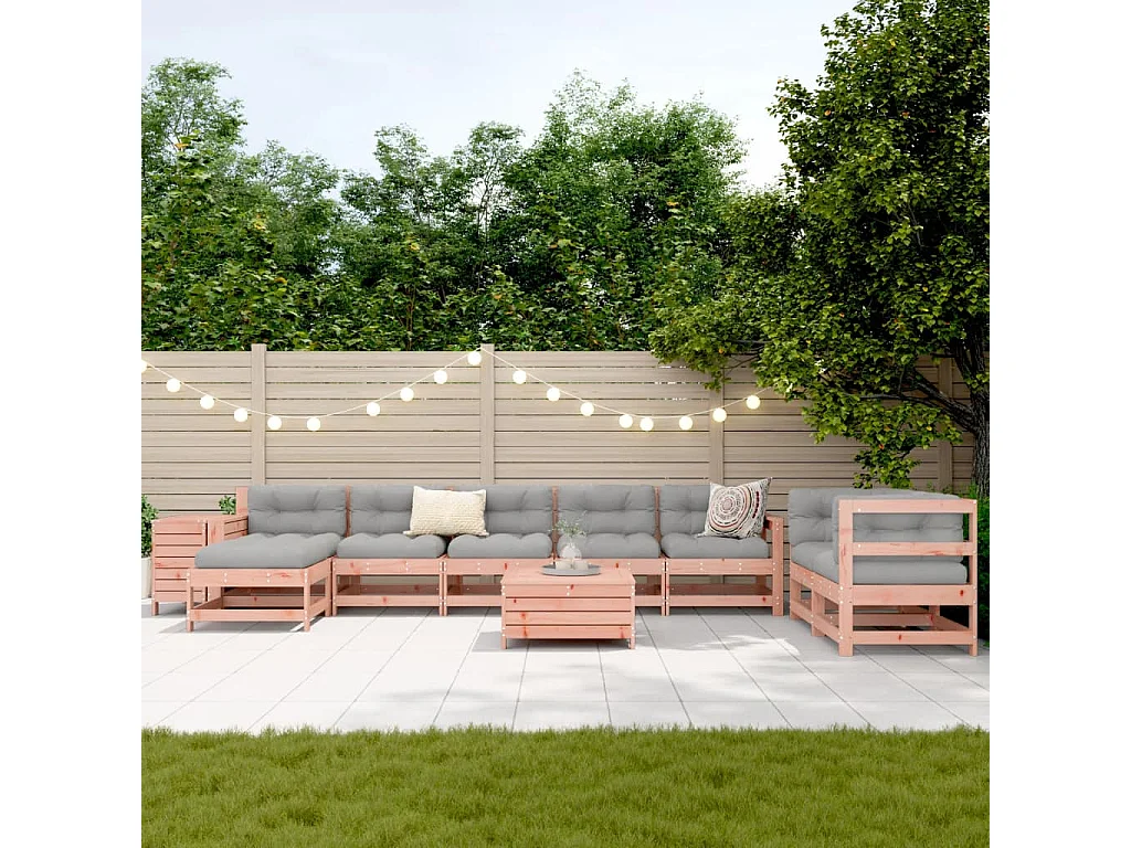 Salon de jardin 10 pcs bois massif sapin de douglas