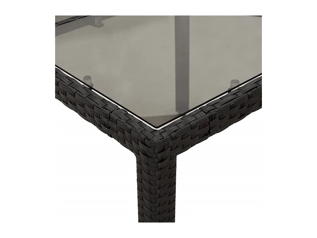 Ensemble à manger de jardin et coussins 5 pcs noir rotin verre