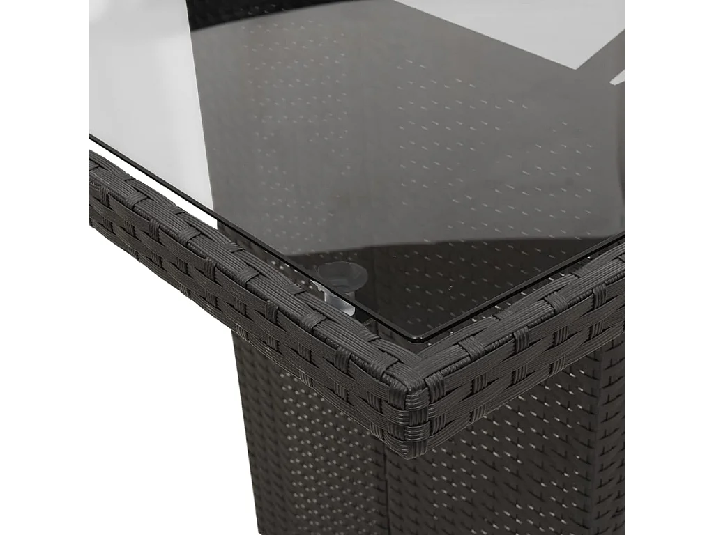 Set da Pranzo da Giardino 7 pz Nero con Cuscini in Polyrattan