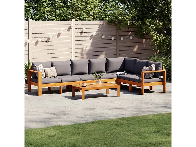 Salon de jardin avec coussins 5 pcs Bois d'acacia solide