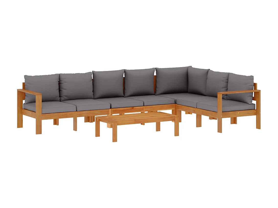 Salon de jardin avec coussins 5 pcs Bois d'acacia solide