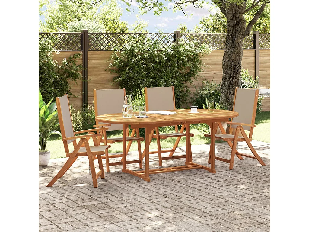 5-tlg. Garten-Essgruppe Massivholz Akazie und Textilene