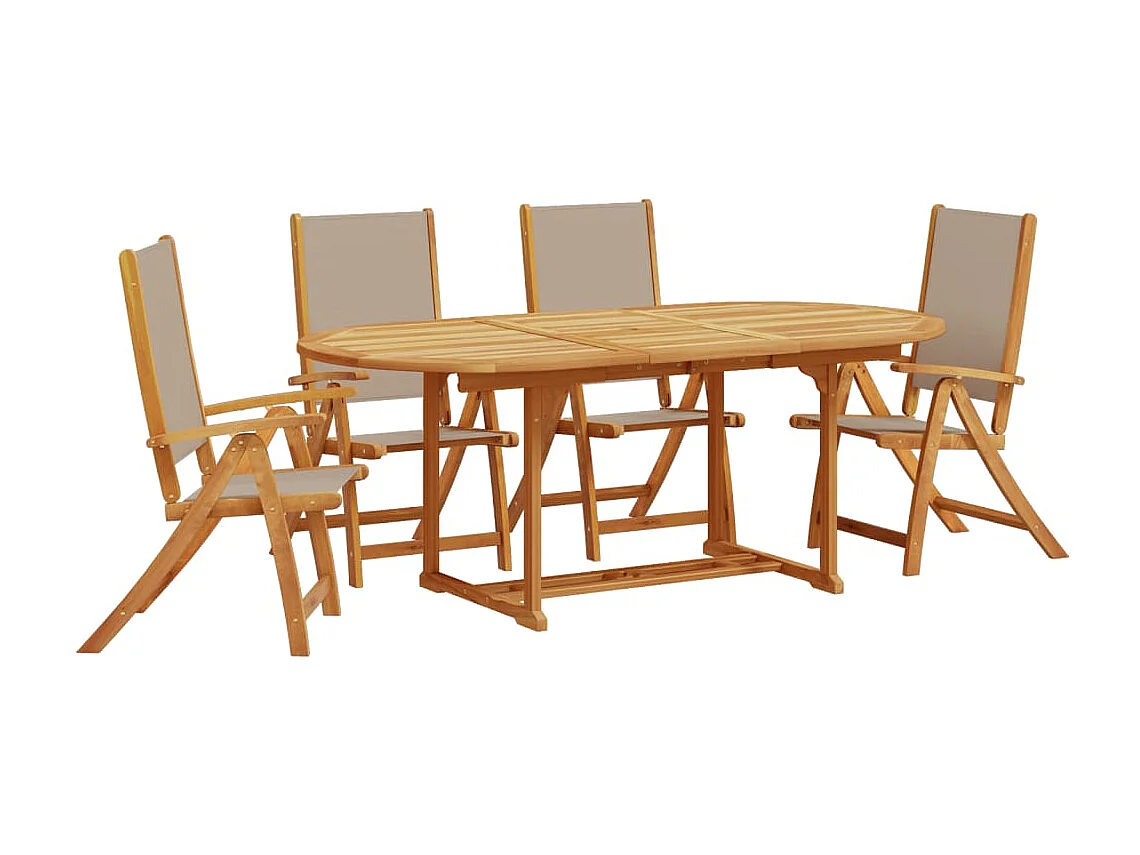 5-tlg. Garten-Essgruppe Massivholz Akazie und Textilene