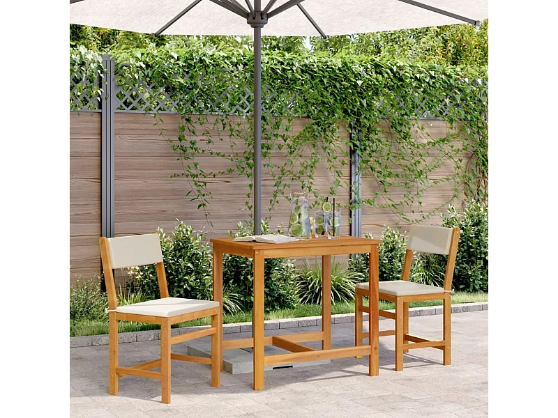 Ensemble de balcon avec coussins 3 pcs bois massif d'acacia