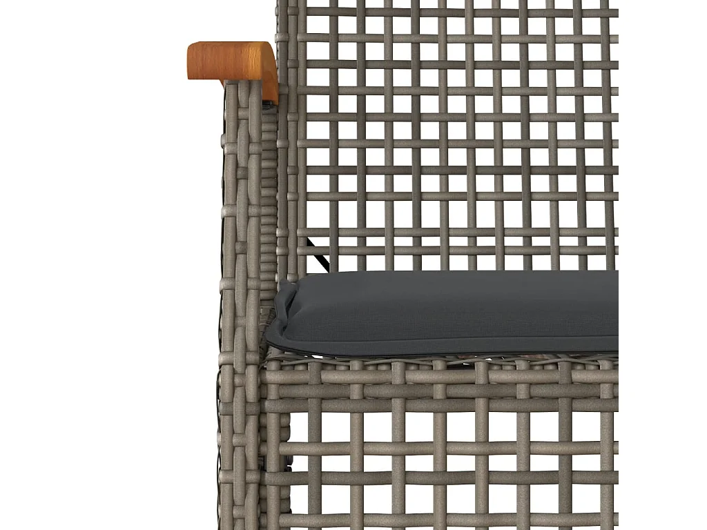 Set da Pranzo da Giardino 3 pz con Cuscini in Polyrattan Grigio