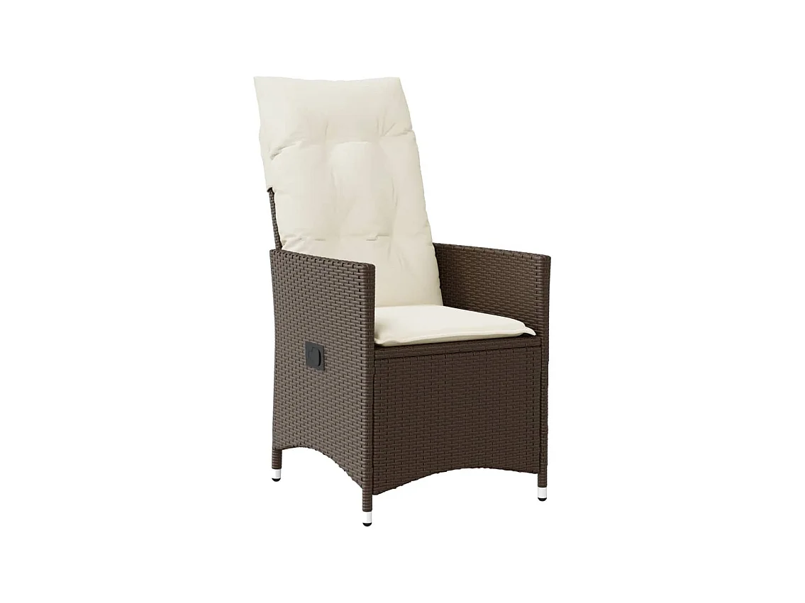 Ensemble à manger de jardin et coussins 9 pcs marron poly rotin