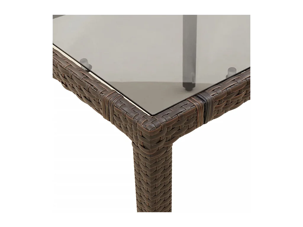 Ensemble à manger de jardin et coussins 9 pcs marron poly rotin