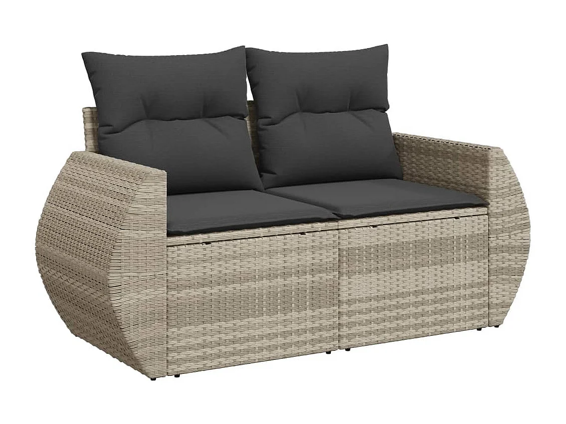 Salon de jardin avec coussins 7 pcs gris clair résine tressée