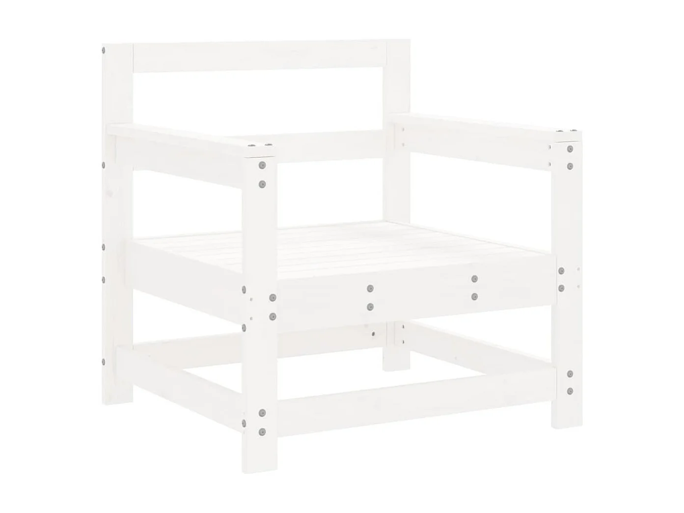 Salon de jardin 7 pcs Blanc Bois de pin massif