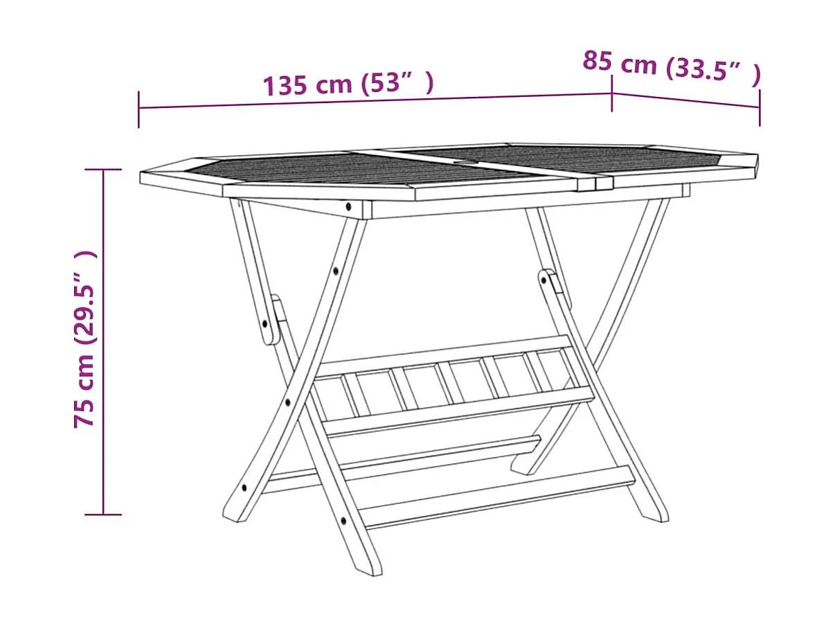 Set da Pranzo per Giardino 7 pz in Legno Massello di Acacia