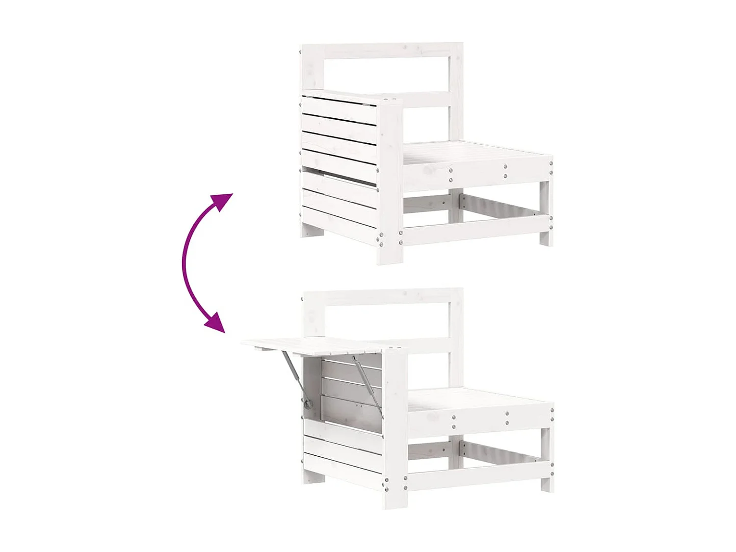 Set Salotto da Giardino 5 pz Bianco in Legno Massello di Pino