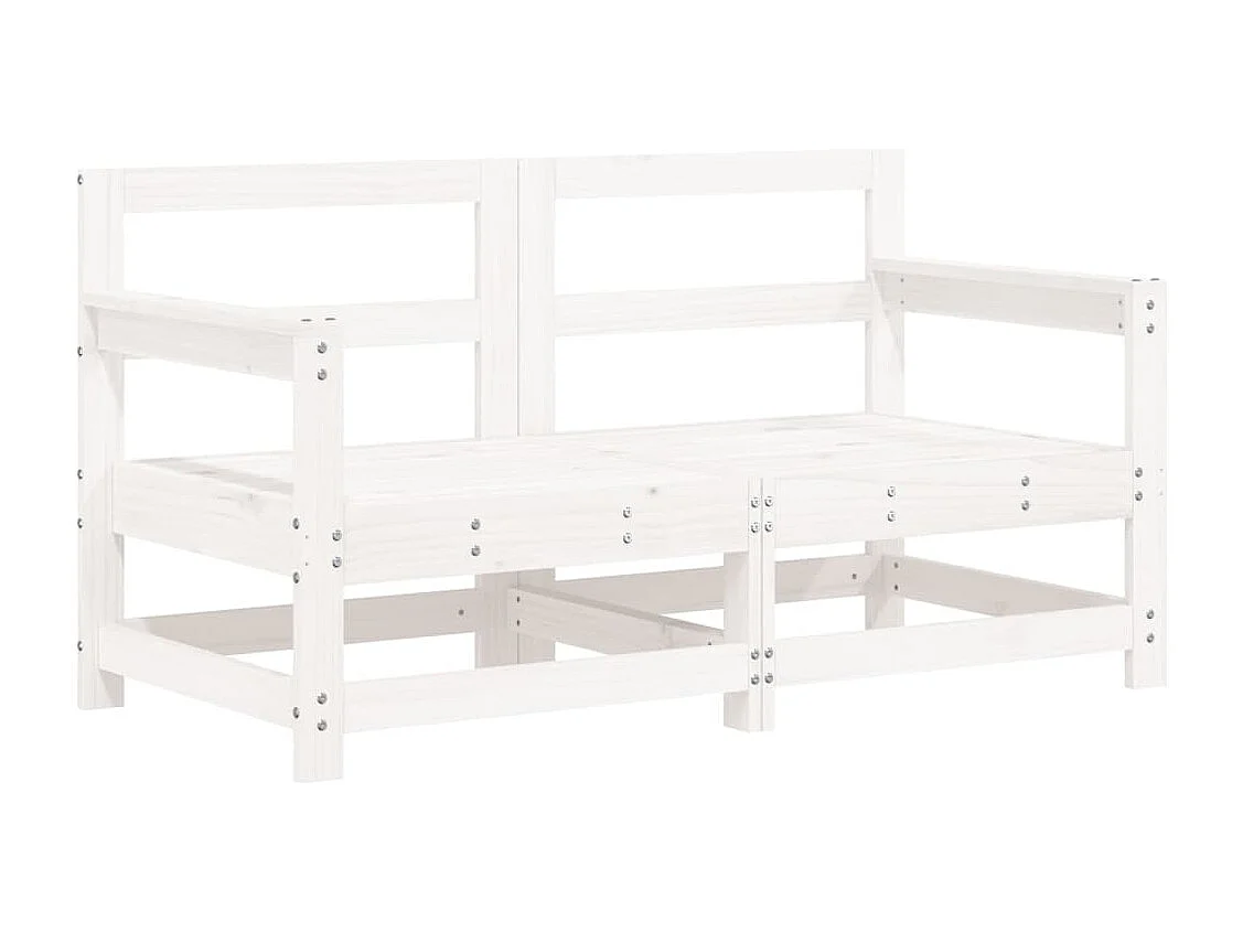 Salon de jardin 7 pcs Blanc Bois de pin massif