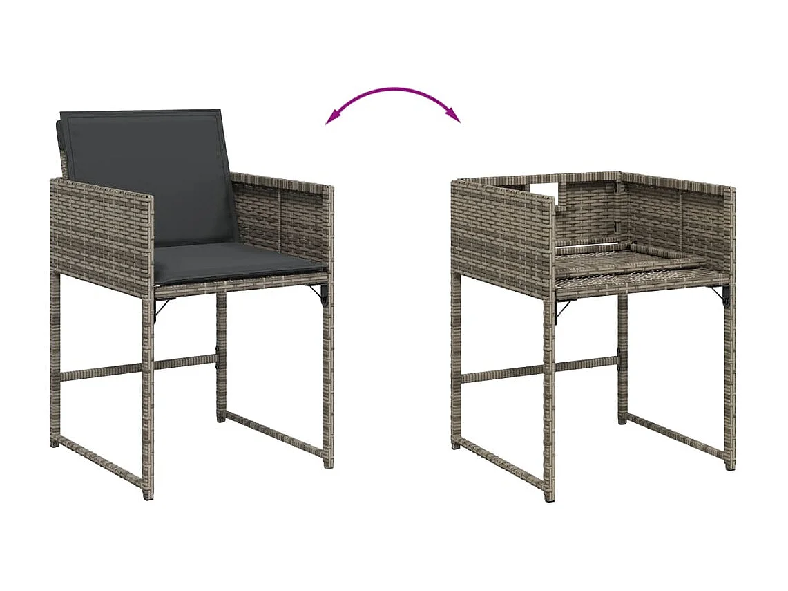 7-delige Tuinset met kussens poly rattan grijs