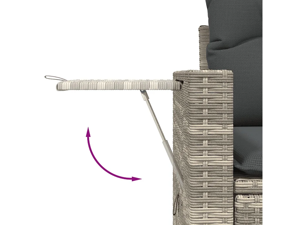 7-tlg. Garten-Sofagarnitur mit Kissen Hellgrau Poly Rattan