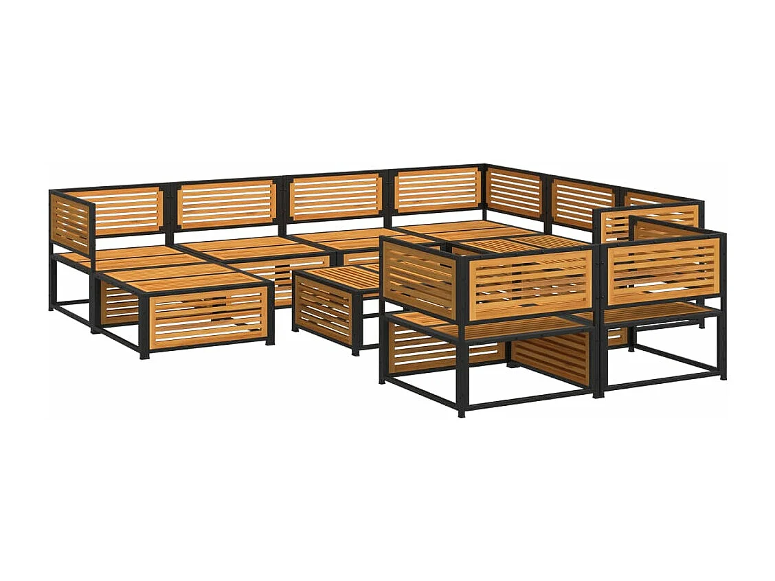 Salon de jardin avec coussins 10 pcs bois d'acacia solide