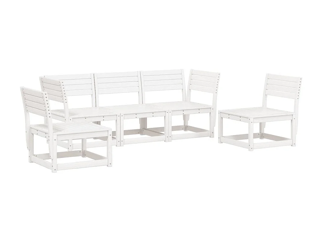 Salon de jardin 5 pcs blanc bois massif de pin