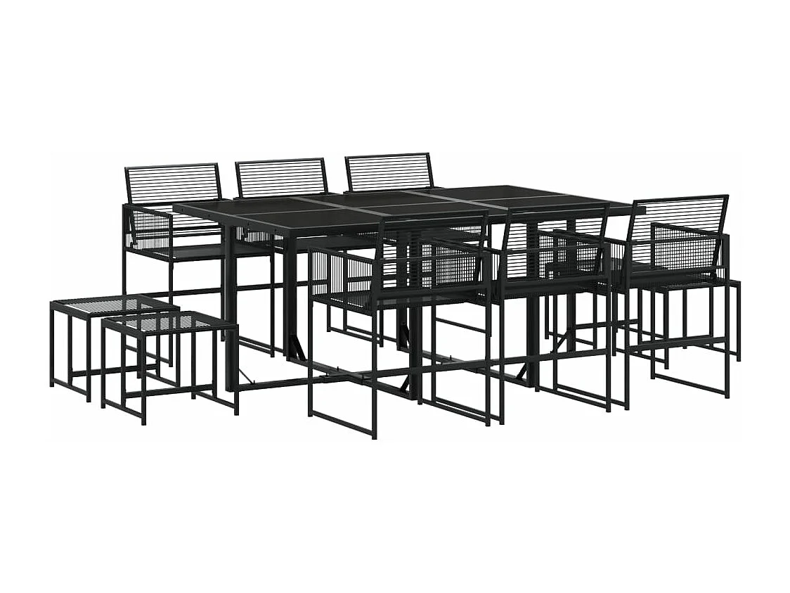 Ensemble à manger de jardin 11 pcs noir résine tressée