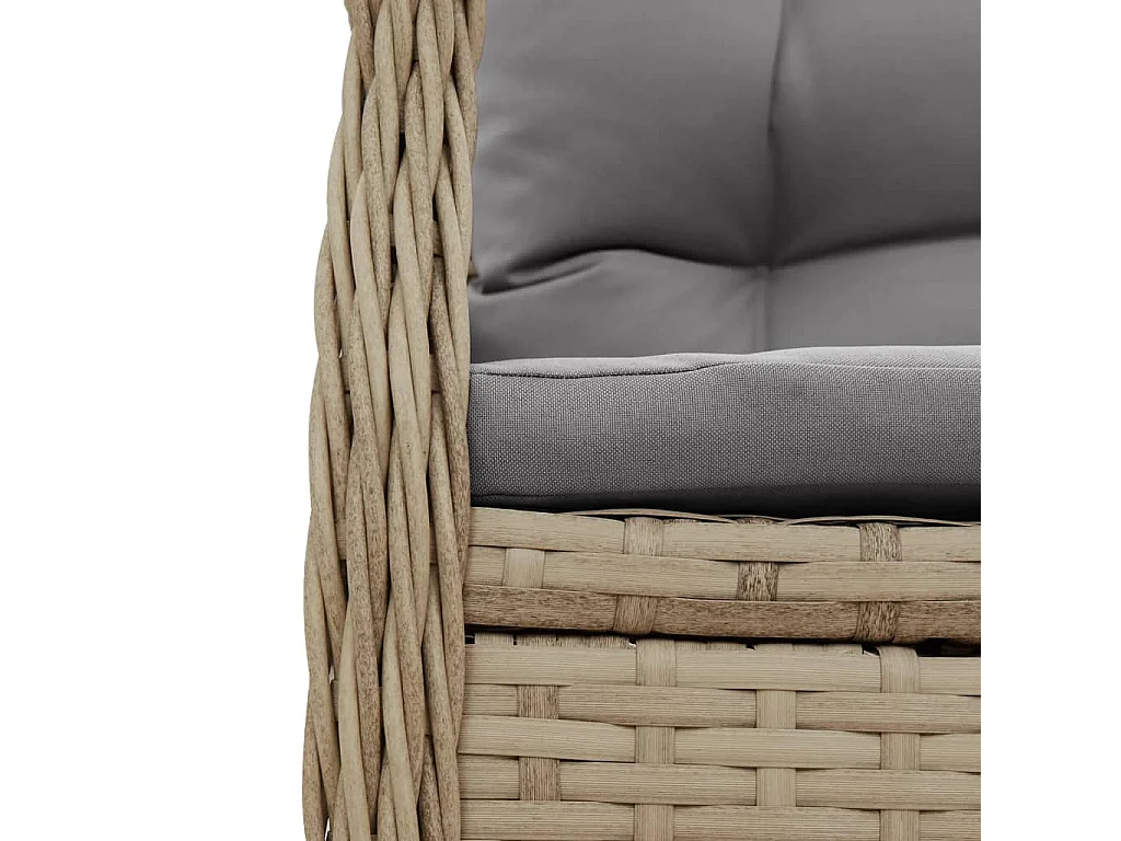 7 pcs conjunto de jantar p/ jardim com almofadões vime PE bege