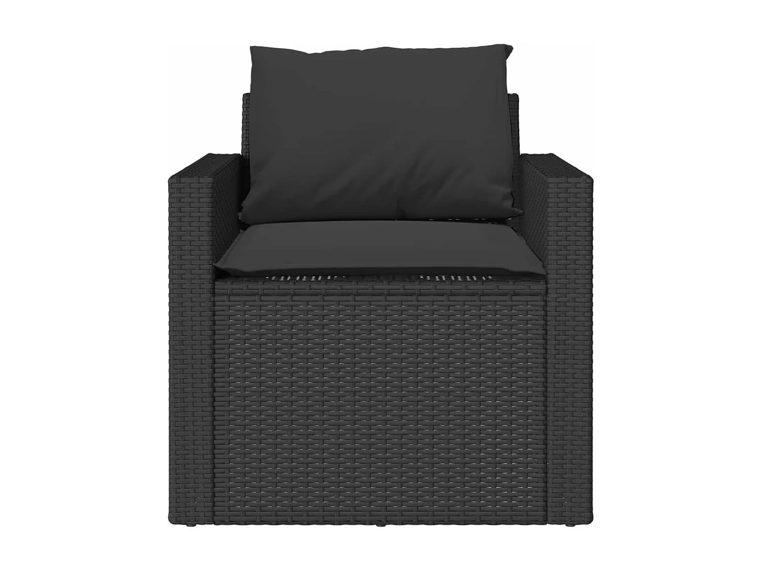 Salon de jardin 4 pcs avec coussins noir résine tressée