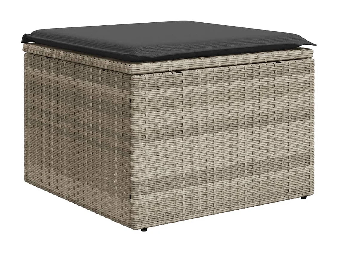 Salon de jardin 8 pcs avec coussins gris clair résine tressée
