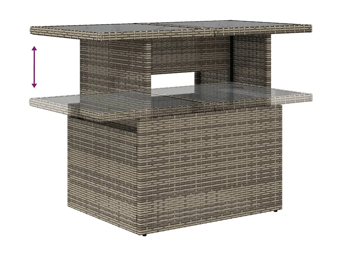 Salon de jardin 6 pcs avec coussins gris résine tressée
