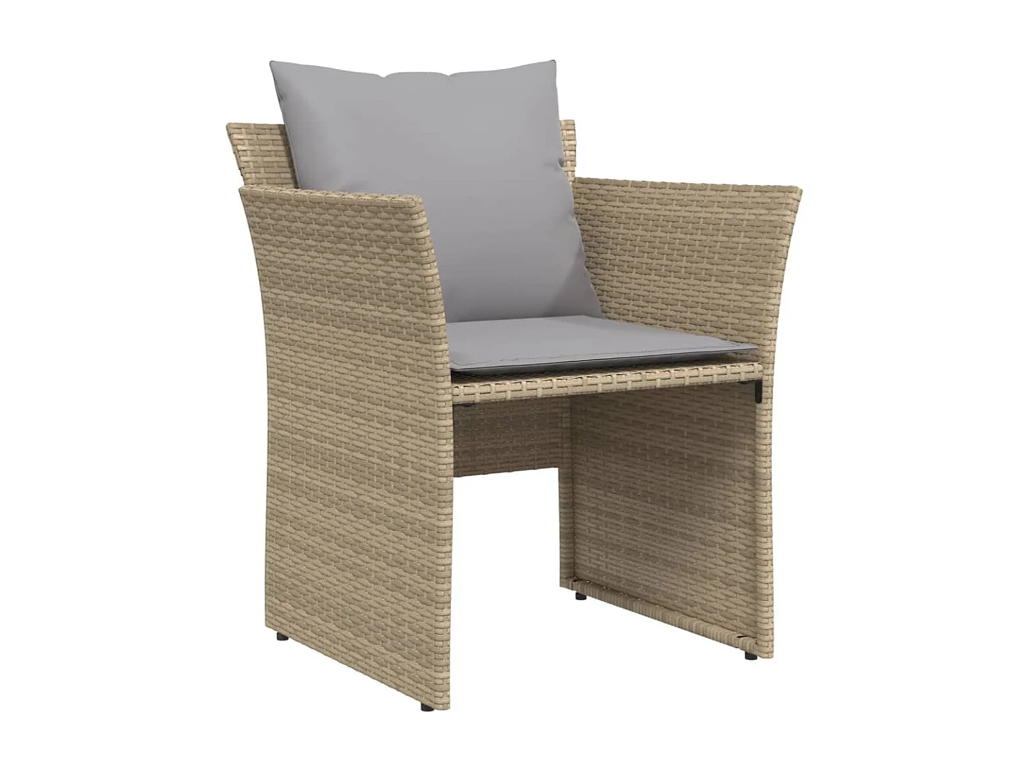Chaise de jardin avec tabouret beige résine tressée