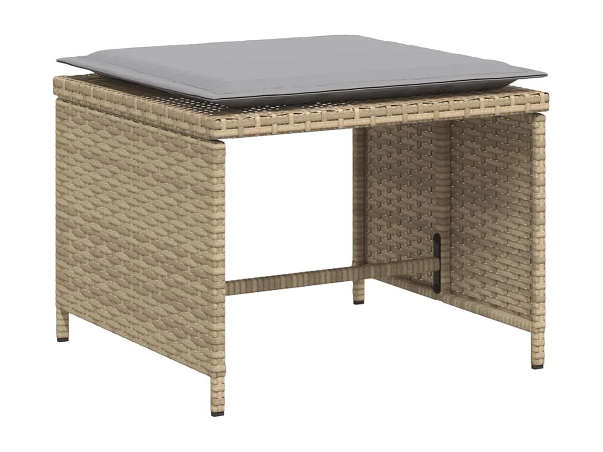 Chaise de jardin avec tabouret beige résine tressée