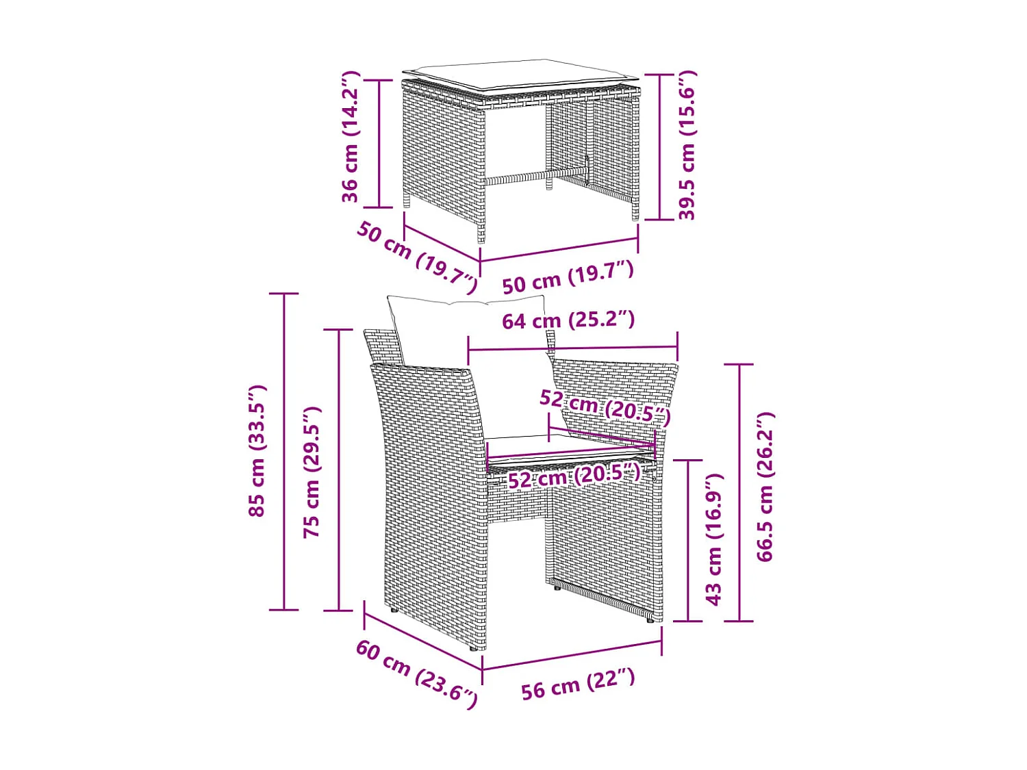 Chaise de jardin avec tabouret beige résine tressée