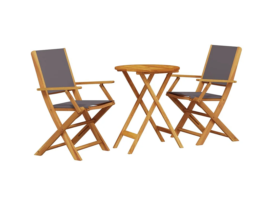 Ensemble de bistro 3 pcs anthracite tissu et bois massif