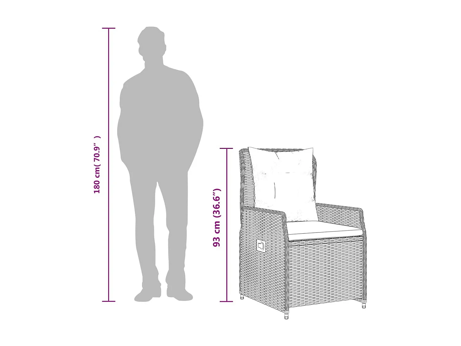 Set da Pranzo da Giardino 9pz con Cuscini Marrone in Polyrattan