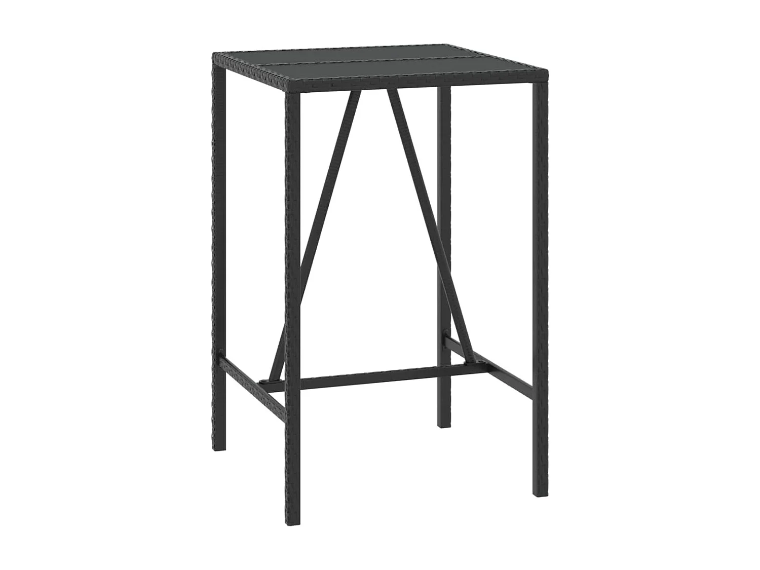 Ensemble de bar jardin 5 pcs noir poly rotin/bois massif acacia