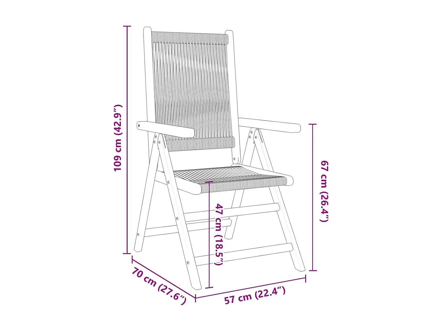 Ensemble à Manger de jardin 7pcs gris polypropylène bois massif