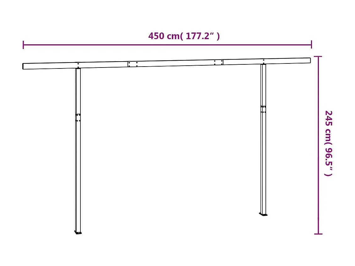 Set Pali per Tenda da Sole Bianco 450x245 cm Ferro