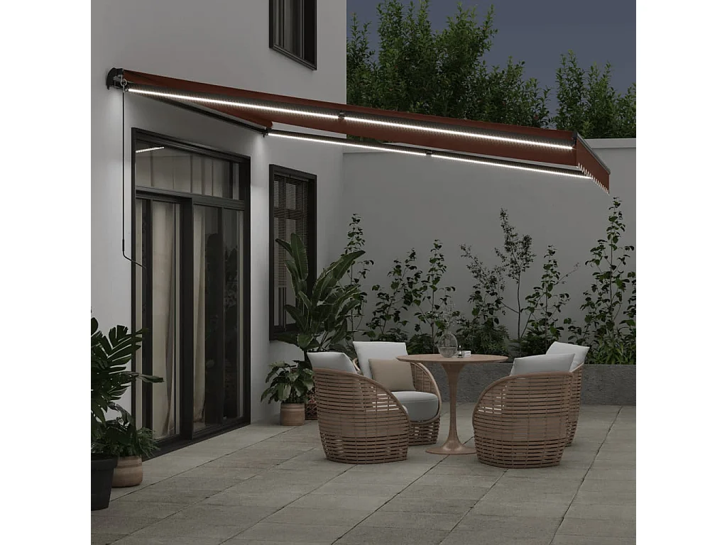 Markise Manuell mit LEDs Braun 400x350 cm