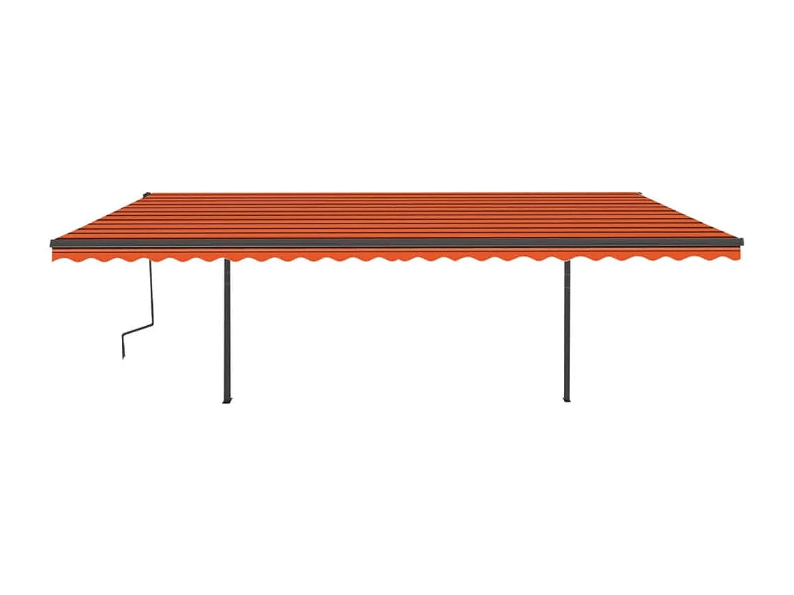 Markise Manuell Einziehbar mit Pfosten 6x3,5 m Orange Braun