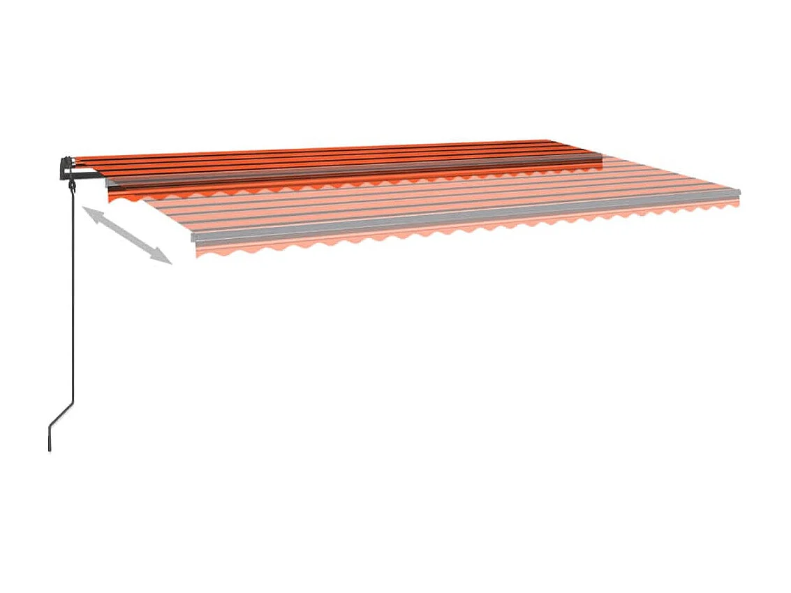Markise Manuell Einziehbar mit Pfosten 6x3,5 m Orange Braun