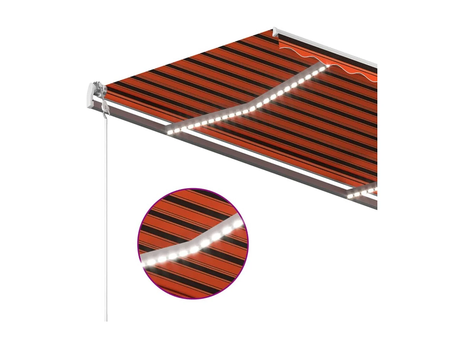 Toldo retrátil manual com LED 450x350 cm laranja e castanho
