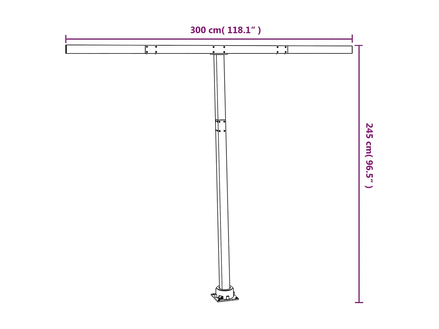 Jeu de poteaux d'auvent anthracite 300x245 cm fer