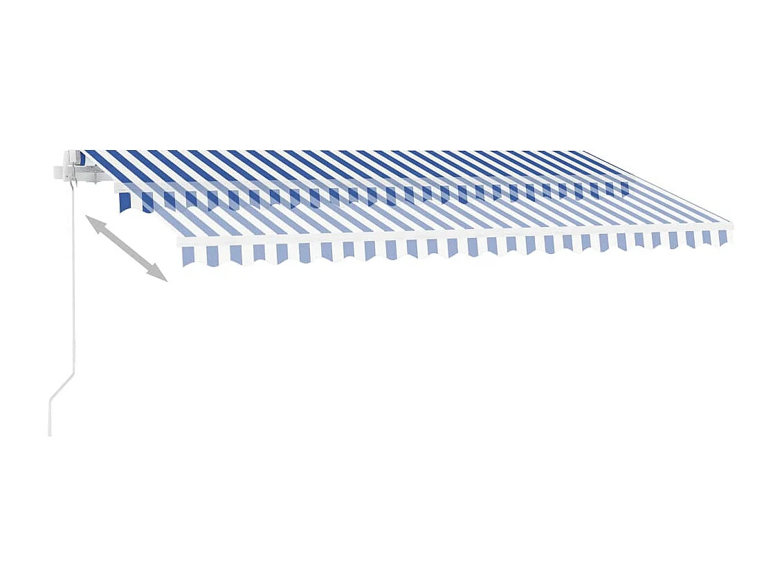 Markise Manuell Einziehbar mit LED 400x300 cm Blau Weiß