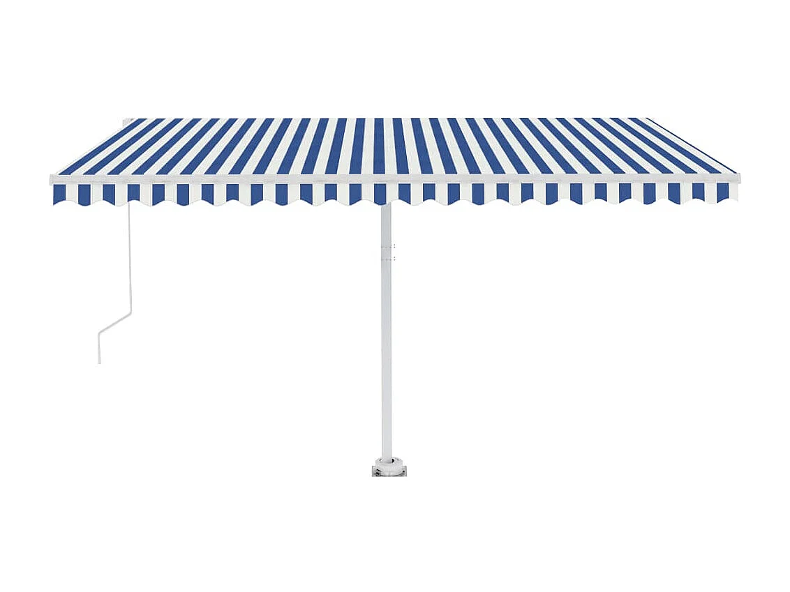 Markise Manuell Einziehbar mit LED 400x300 cm Blau Weiß