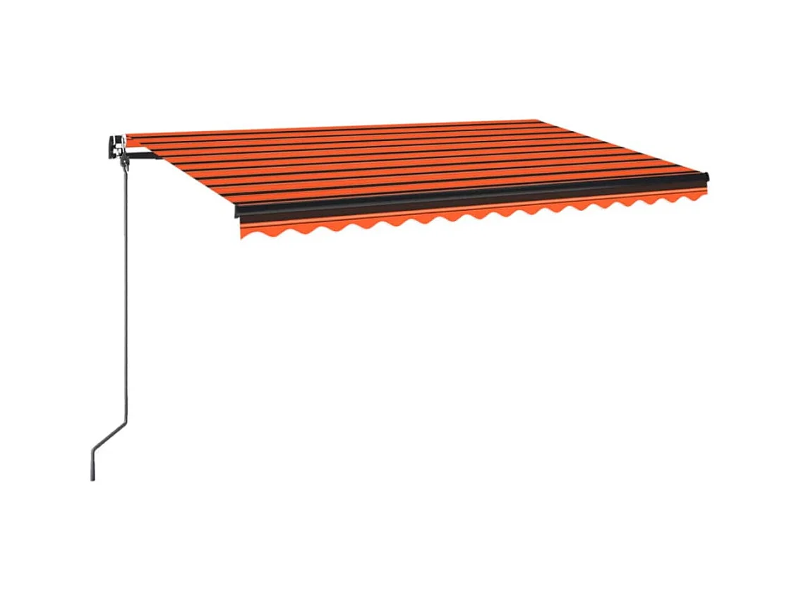 Markise Manuell Einziehbar mit LED 400x350 cm Orange & Braun