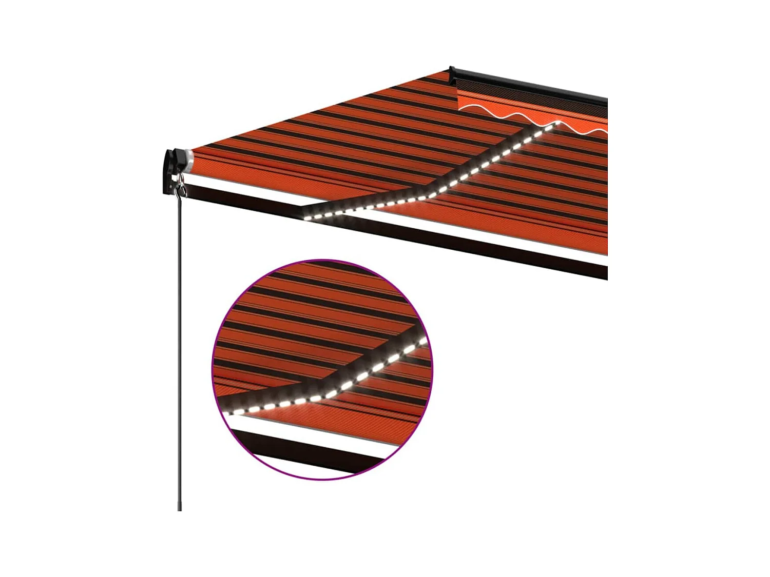 Markise Manuell Einziehbar mit LED 400x350 cm Orange & Braun