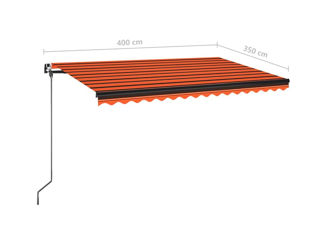 Markise Manuell Einziehbar mit LED 400x350 cm Orange & Braun